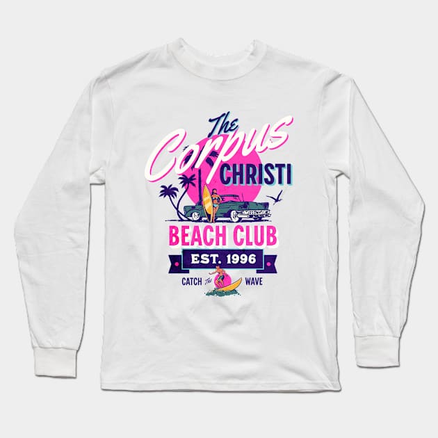 Corpus Christi Beach Club Long Sleeve T-Shirt by TheCraftyDrunkCo